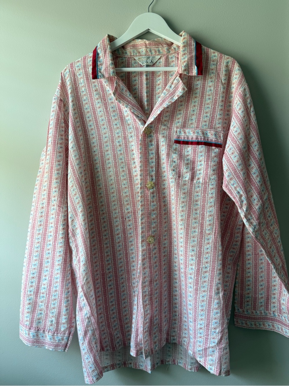 Vintage 70s Towncraft Paisley Sleep Shirt Pajama Top JCPenney L 42-44